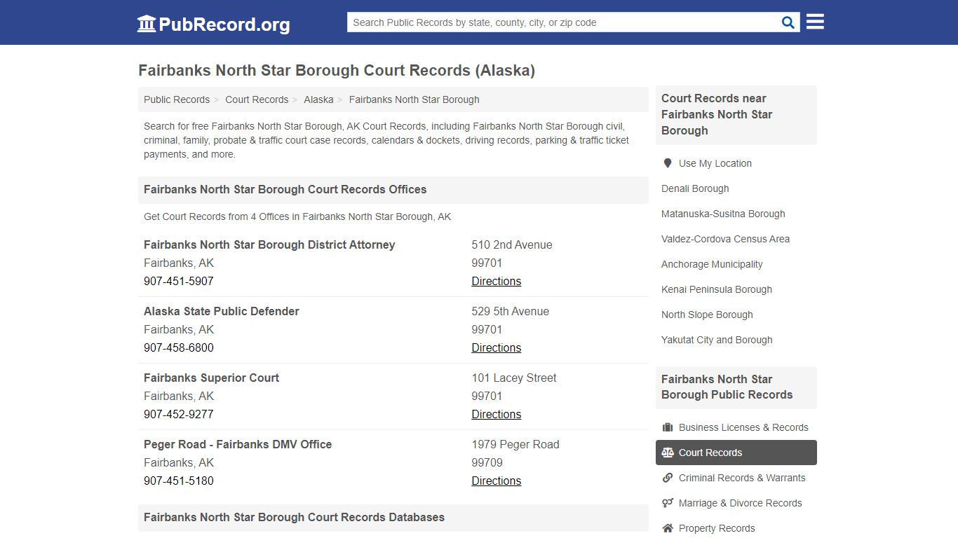 Fairbanks North Star Borough Court Records (Alaska)
